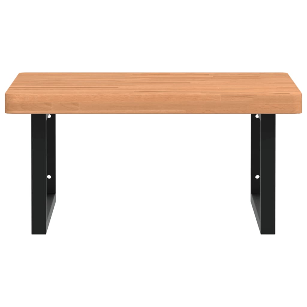 vidaXL Waschbeckenregal Wandmontage Stahl und Massivholz Buche