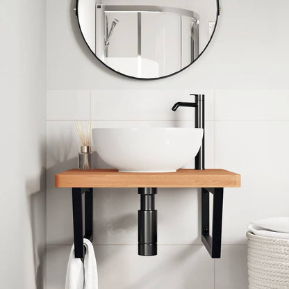 vidaXL Étagère sous-lavabo murale en acier et bois de hêtre massif