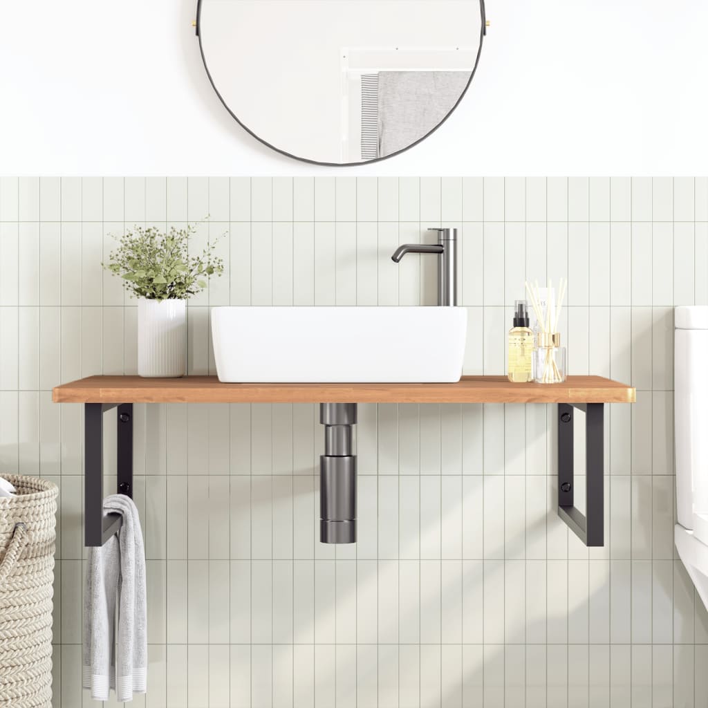 vidaXL Waschbeckenregal Wandmontage Stahl und Massivholz Buche
