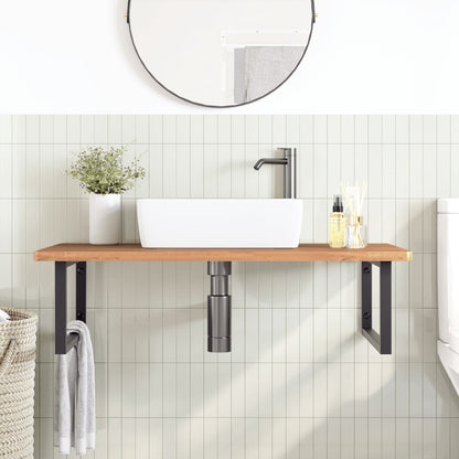 vidaXL Waschbeckenregal Wandmontage Stahl und Massivholz Buche