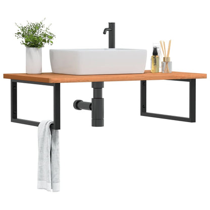 vidaXL Waschbeckenregal Wandmontage Stahl und Massivholz Buche