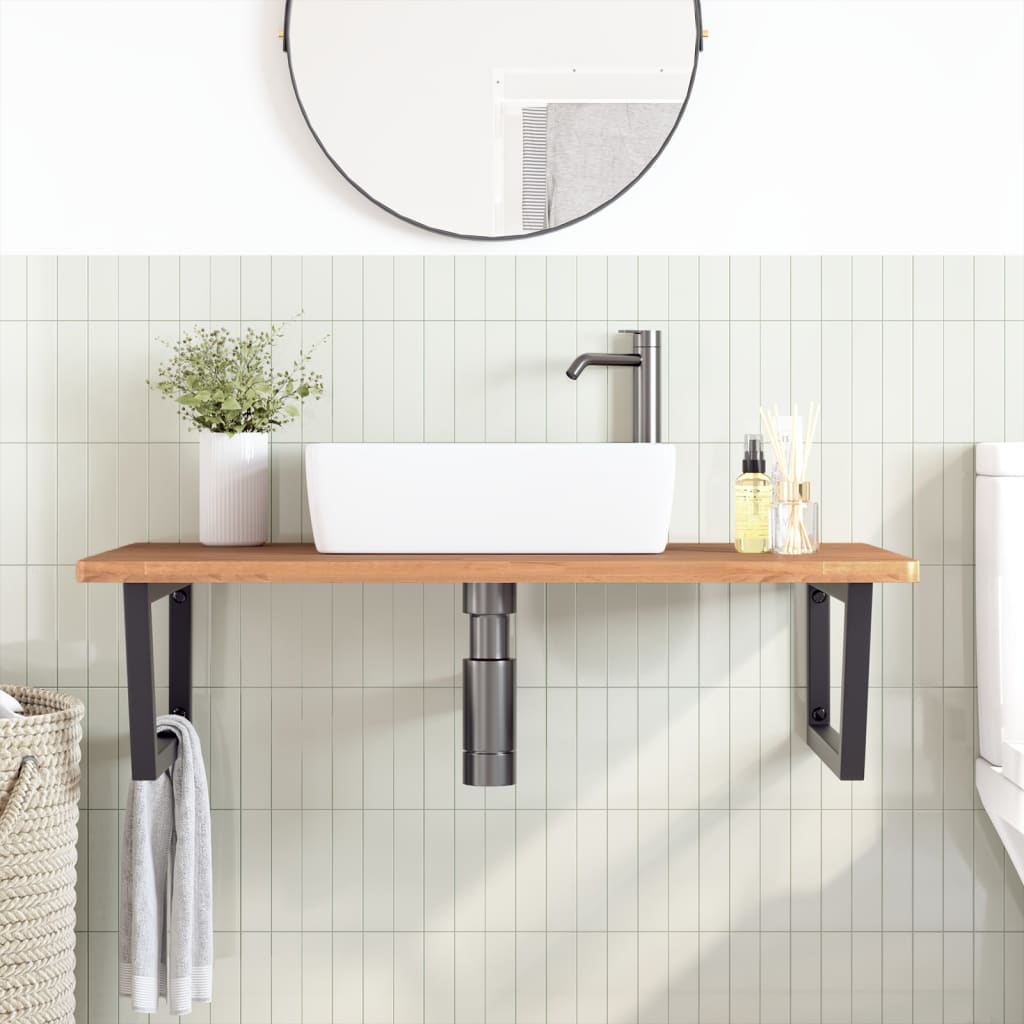 vidaXL Waschbeckenregal Wandmontage Stahl und Massivholz Buche