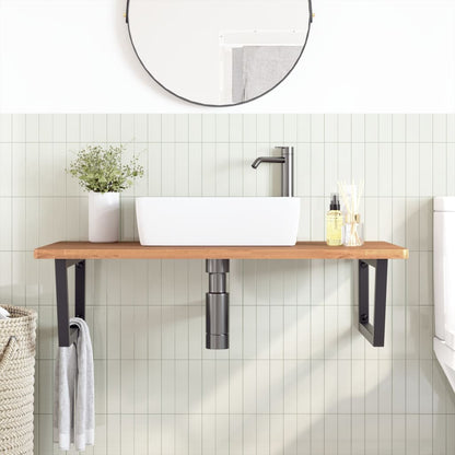 vidaXL Waschbeckenregal Wandmontage Stahl und Massivholz Buche