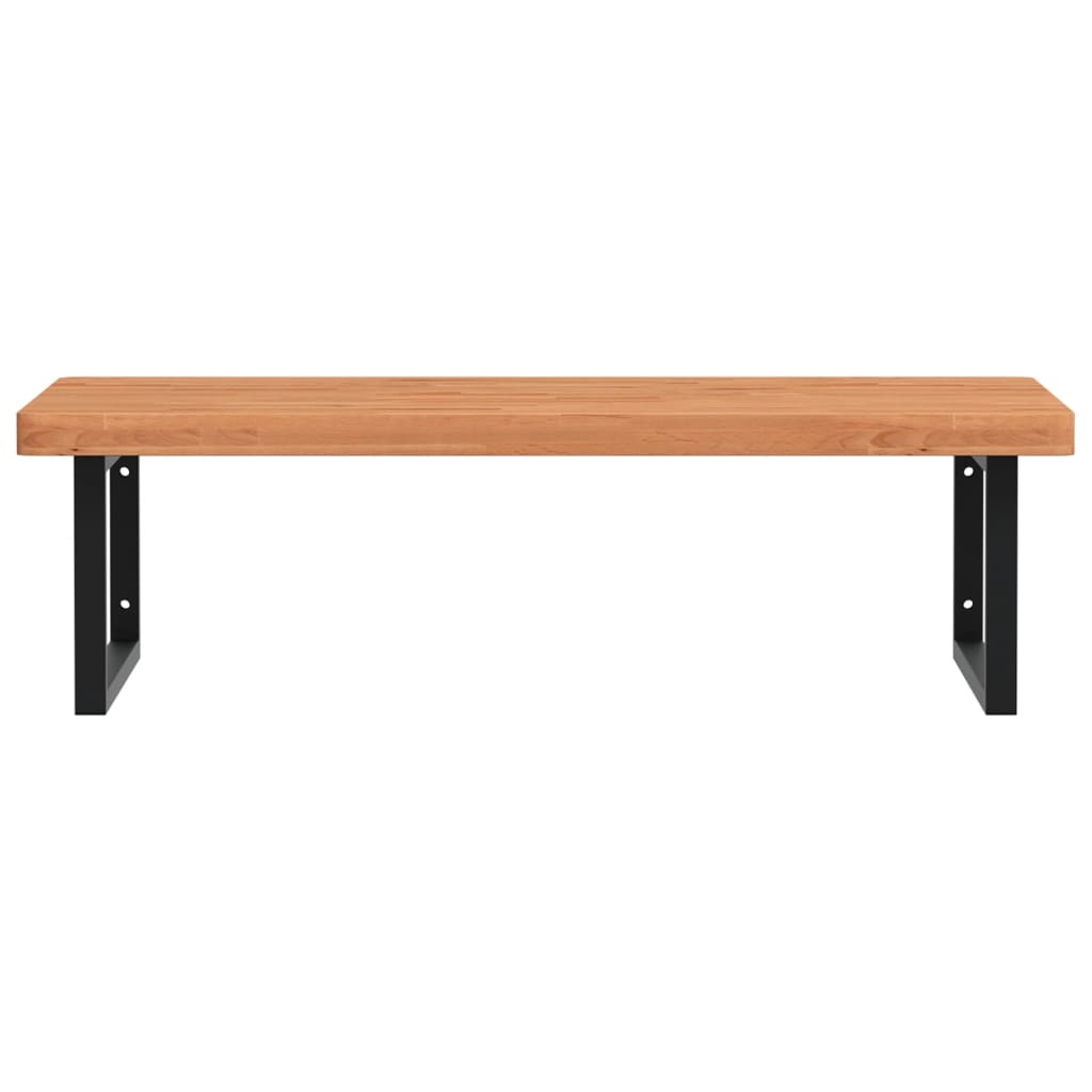 vidaXL Waschbeckenregal Wandmontage Stahl und Massivholz Buche