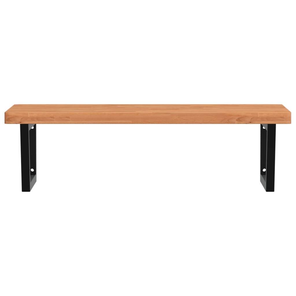 vidaXL Waschbeckenregal Wandmontage Stahl und Massivholz Buche