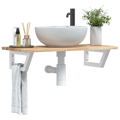 vidaXL Waschbeckenregal Wandmontage Stahl und Akazienholz