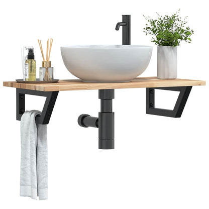 vidaXL Waschbeckenregal Wandmontage Stahl und Akazienholz