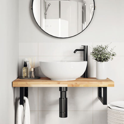 vidaXL Waschbeckenregal Wandmontage Stahl und Akazienholz