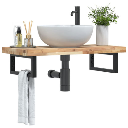 vidaXL Waschbeckenregal Wandmontage Stahl und Akazienholz