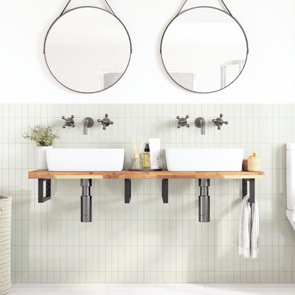 vidaXL Étagère de lavabo murale en acier et bois d'acacia