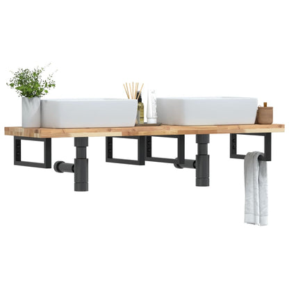 vidaXL Étagère de lavabo murale en acier et bois d'acacia