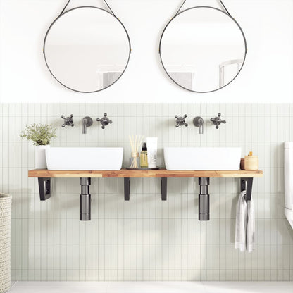 vidaXL Étagère de lavabo murale en acier et bois d'acacia
