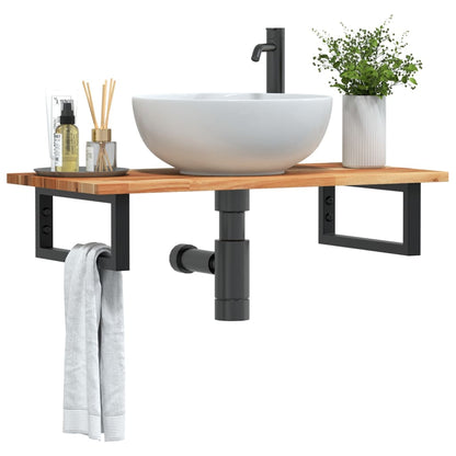 vidaXL Étagère de lavabo murale en acier et bois d'acacia