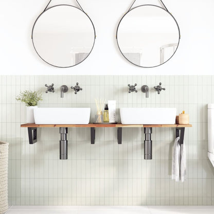 vidaXL Étagère de lavabo à fixation murale en acier et bois d'acacia