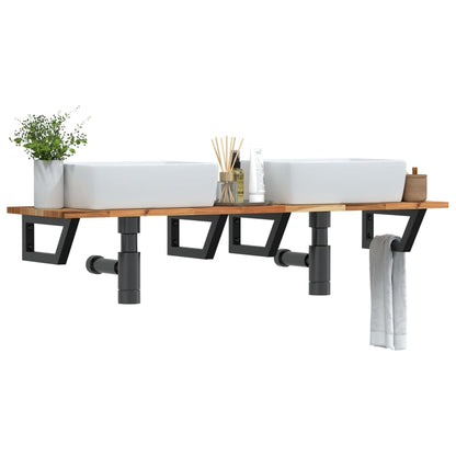 vidaXL Étagère de lavabo à fixation murale en acier et bois d'acacia