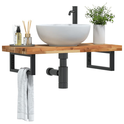 vidaXL Étagère de lavabo murale en acier et bois d'acacia