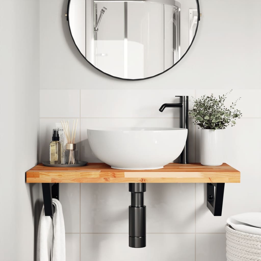 vidaXL Étagère de lavabo murale en acier et bois d'acacia