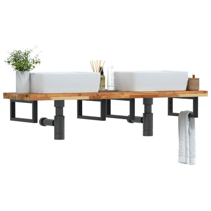 vidaXL Étagère de lavabo murale en acier et bois d'acacia