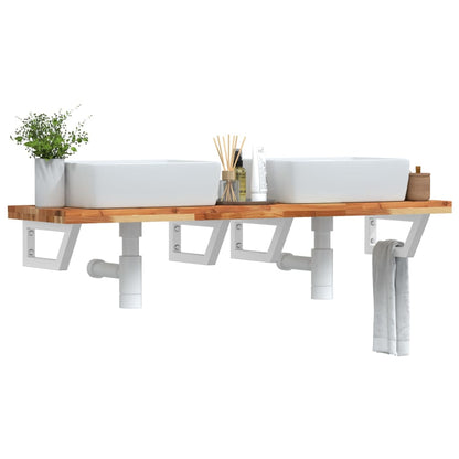 vidaXL Waschbeckenregal Wandmontage Stahl und Akazienholz