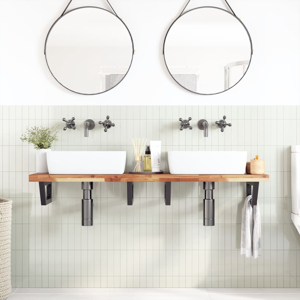 vidaXL Étagère de lavabo murale en acier et bois d'acacia