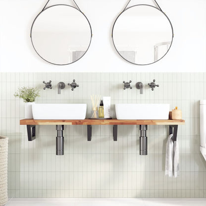 vidaXL Étagère de lavabo murale en acier et bois d'acacia