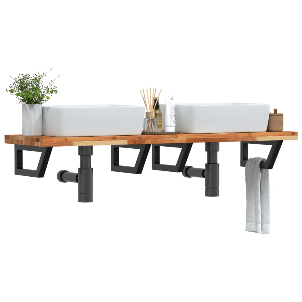 vidaXL Étagère de lavabo murale en acier et bois d'acacia