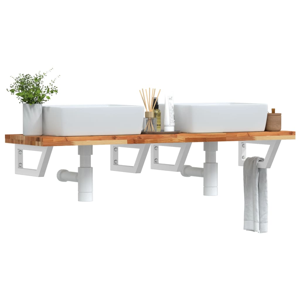 vidaXL Waschbeckenregal Wandmontage Stahl und Akazienholz