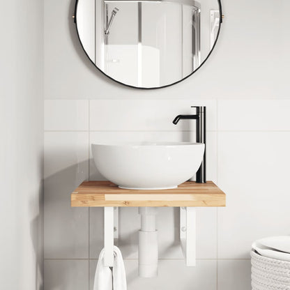 vidaXL Étagère de lavabo murale en acier et bois d'acacia