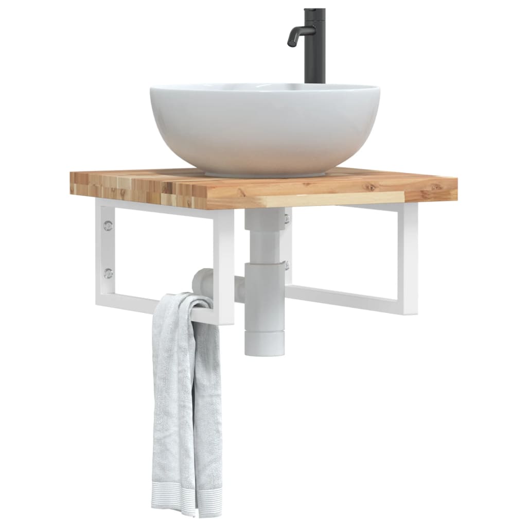 vidaXL Étagère de lavabo murale en acier et bois d'acacia