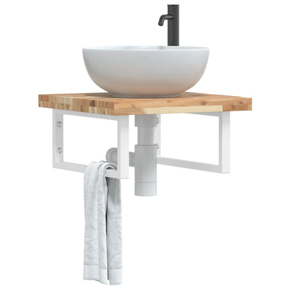 vidaXL Étagère de lavabo murale en acier et bois d'acacia