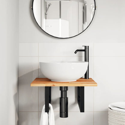 vidaXL Étagère de lavabo murale en acier et bois d'acacia