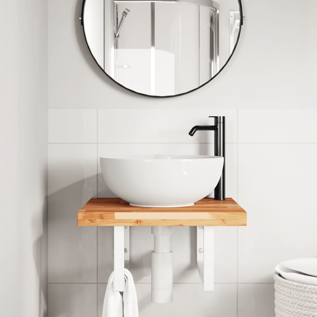 vidaXL Étagère de lavabo murale en acier et bois d'acacia