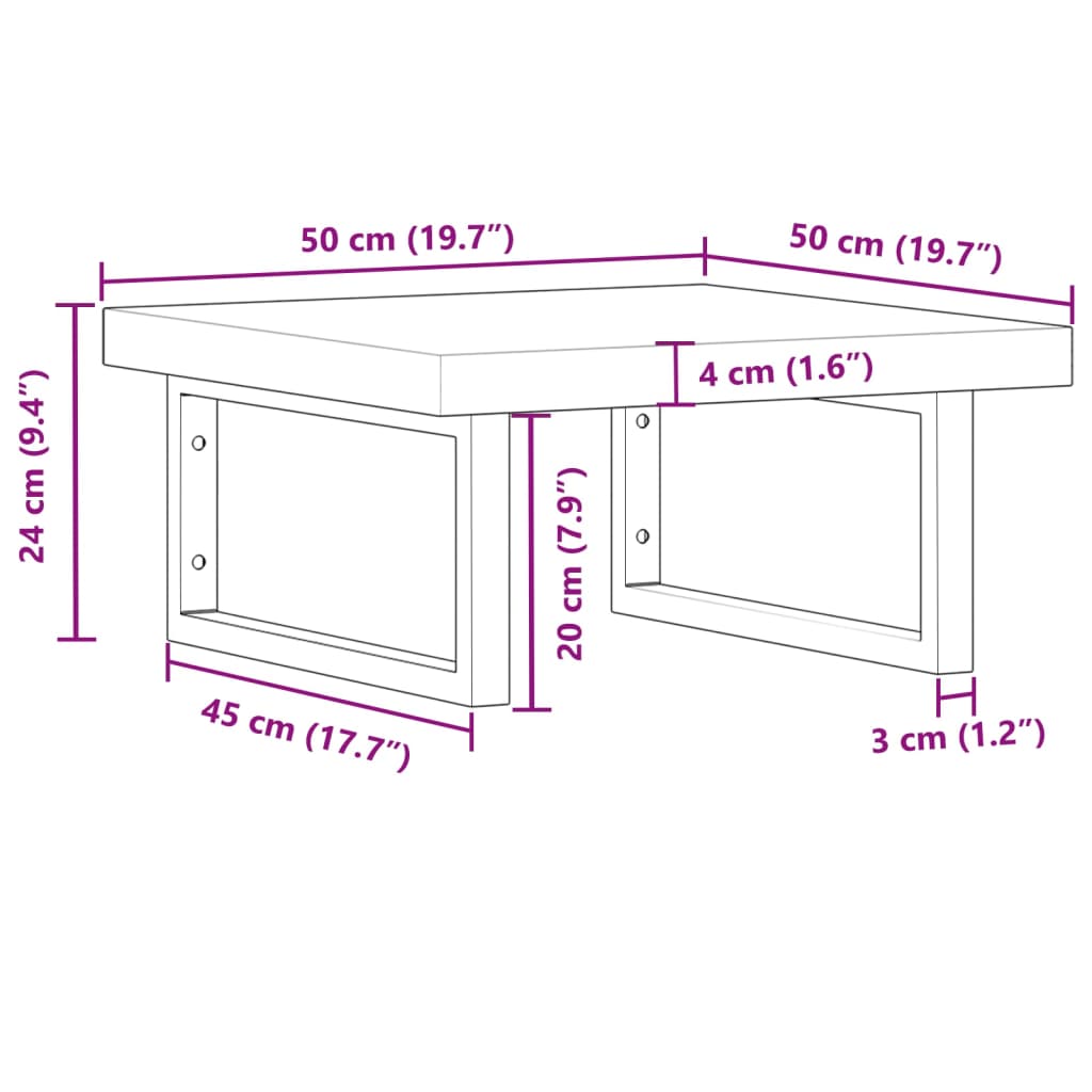 vidaXL Étagère de lavabo murale en acier et bois d'acacia