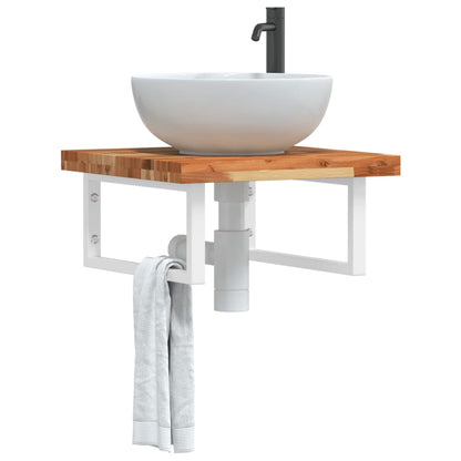 vidaXL Étagère de lavabo murale en acier et bois d'acacia