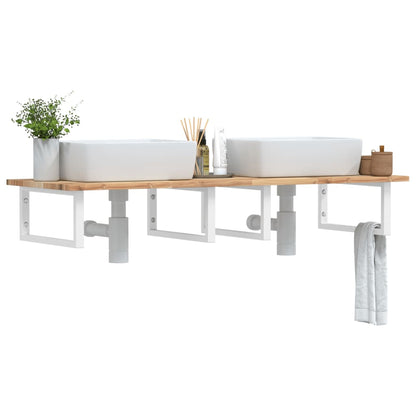 vidaXL Waschbeckenregal Wandmontage Stahl und Akazienholz