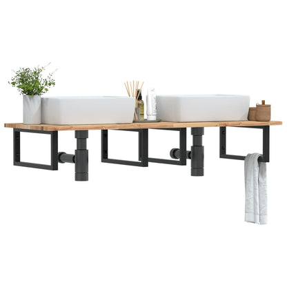 vidaXL Étagère de lavabo à fixation murale en acier et bois d'acacia