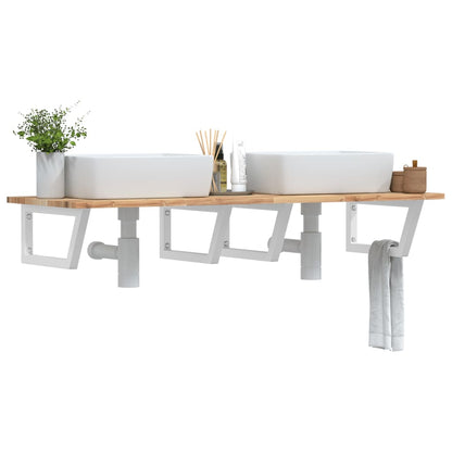 vidaXL Waschbeckenregal Wandmontage Stahl und Akazienholz