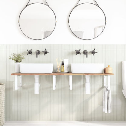 vidaXL Waschbeckenregal Wandmontage Stahl und Akazienholz