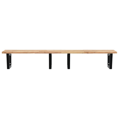 vidaXL Waschbeckenregal Wandmontage Stahl und Akazienholz