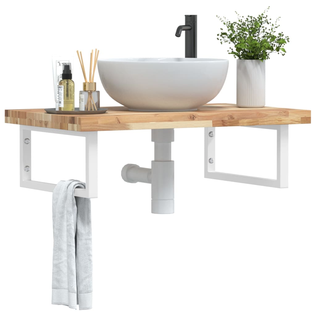 vidaXL Étagère de lavabo murale en acier et bois d'acacia