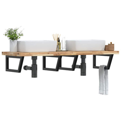 vidaXL Waschbeckenregal Wandmontage Stahl und Akazienholz