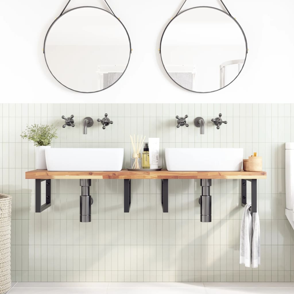 vidaXL Étagère de lavabo murale en acier et bois d'acacia