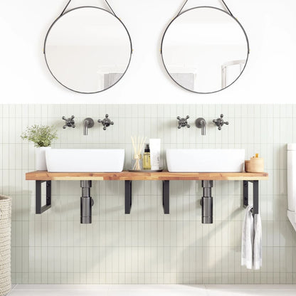 vidaXL Étagère de lavabo murale en acier et bois d'acacia