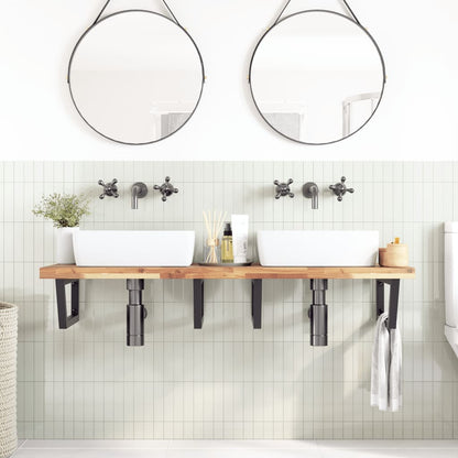vidaXL Waschbeckenregal Wandmontage Stahl und Akazienholz