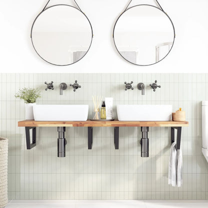 vidaXL Waschbeckenregal Wandmontage Stahl und Akazienholz