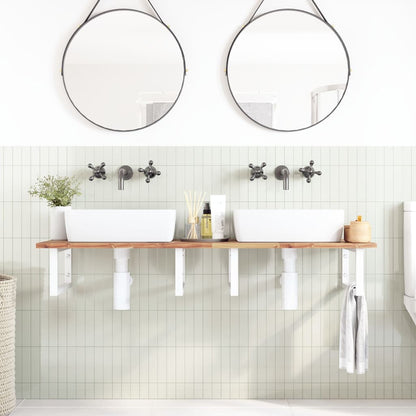 vidaXL Waschbeckenregal Wandmontage Stahl und Akazienholz
