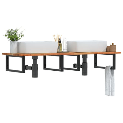 vidaXL Waschbeckenregal Wandmontage Stahl und Akazienholz
