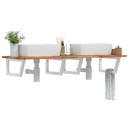 vidaXL Waschbeckenregal Wandmontage Stahl und Akazienholz