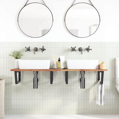 vidaXL Waschbeckenregal Wandmontage Stahl und Akazienholz