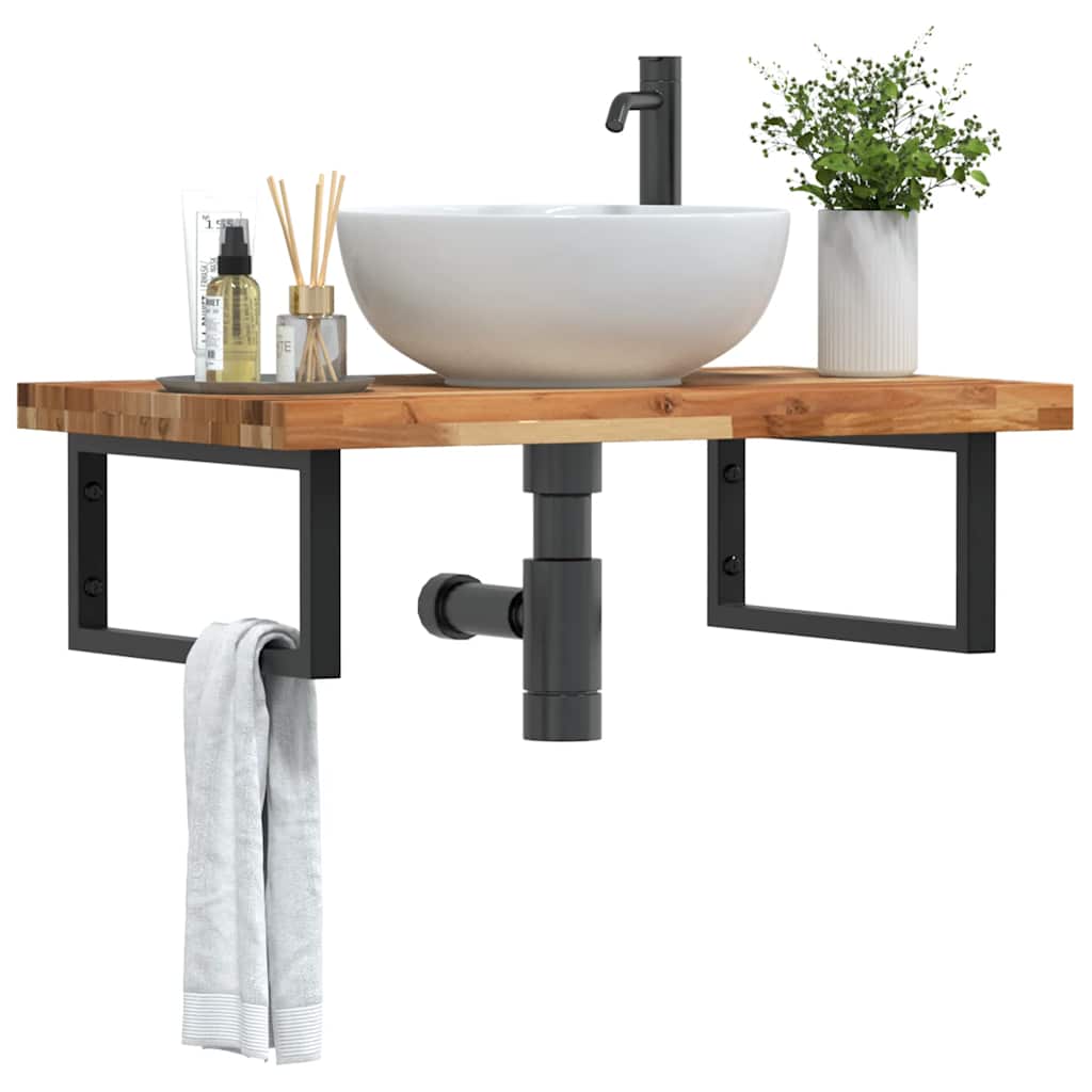 vidaXL Waschbeckenregal Wandmontage Stahl und Akazienholz